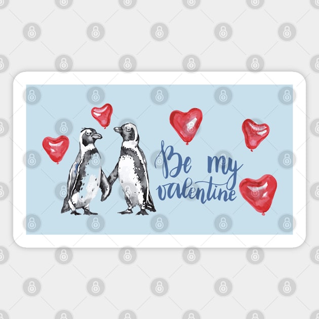 Penguin be my valentine Magnet by Mako Design 